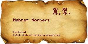 Mahrer Norbert névjegykártya